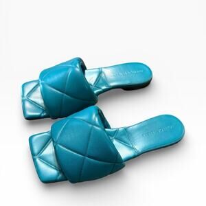 Bottega Veneta Lido Woven Flat Slide Sandals Square Toe EU 37 US 7